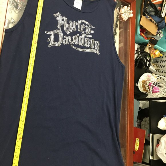 Harley Davidson Large Navy Tank Top W Silver Studs NWT  42 Bust 30 long  Har2 - Picture 9 of 12